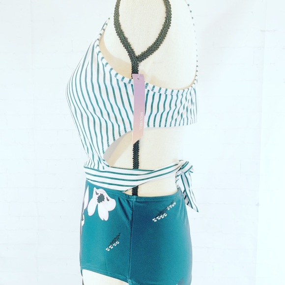 Molybell Womens One Piece Swimsuit Green Floral M - Picture 9 of 16